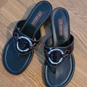 Brighton Women's Dark Brown Sandals with Silver Accents